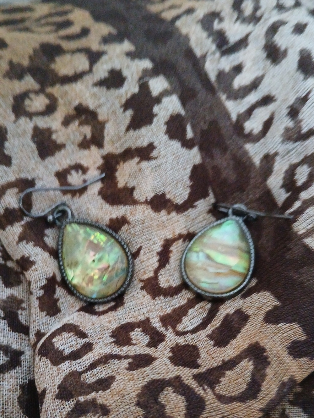 Iridescent Teardrop Costume Abalone Shell Drop Earrings